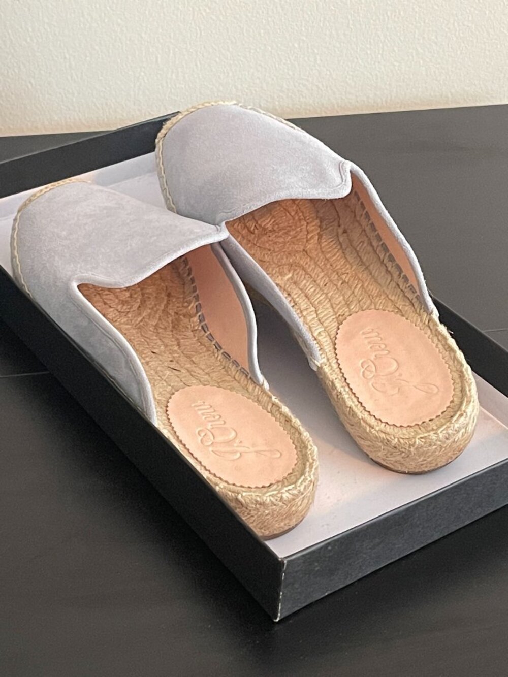 J. Crew Blue Suede Espadrille Mules Sz 7.5